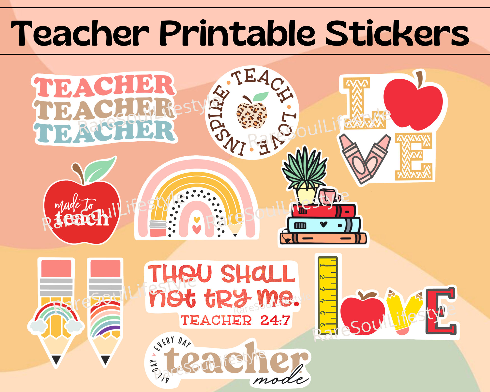 teacher planner stickers printable etsy