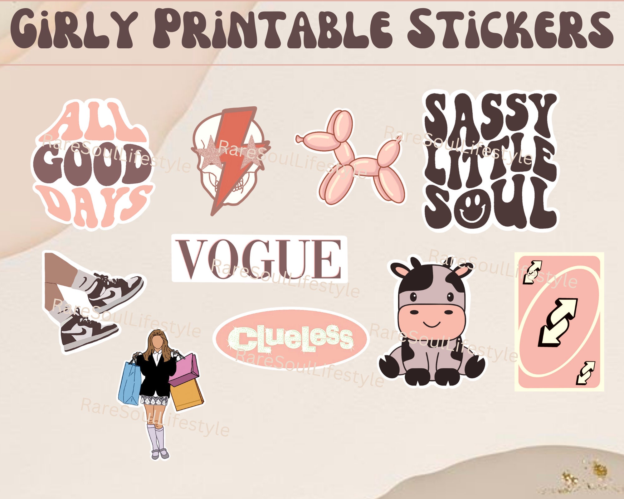 Girly Girl Printable Stickers Girly Cute Stickers Aesthetic