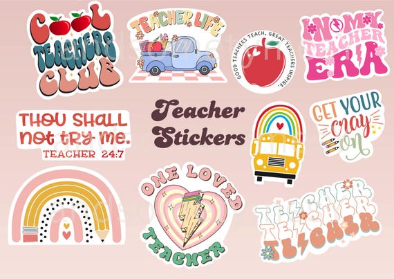 Teacher Printable Stickers | Cute Teacher Stickers | Future teacher Aesthetic | Teacher stickers | Teacher Gift | teach love inspire | png