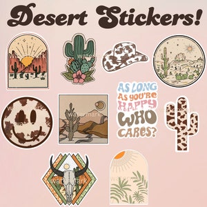 Desert Aesthetic Stickers | Vsco Stickers svg | Cactus Stickers | Boho Cute Stickers | Aesthetic Boho Stickers | Western Stickers | Print