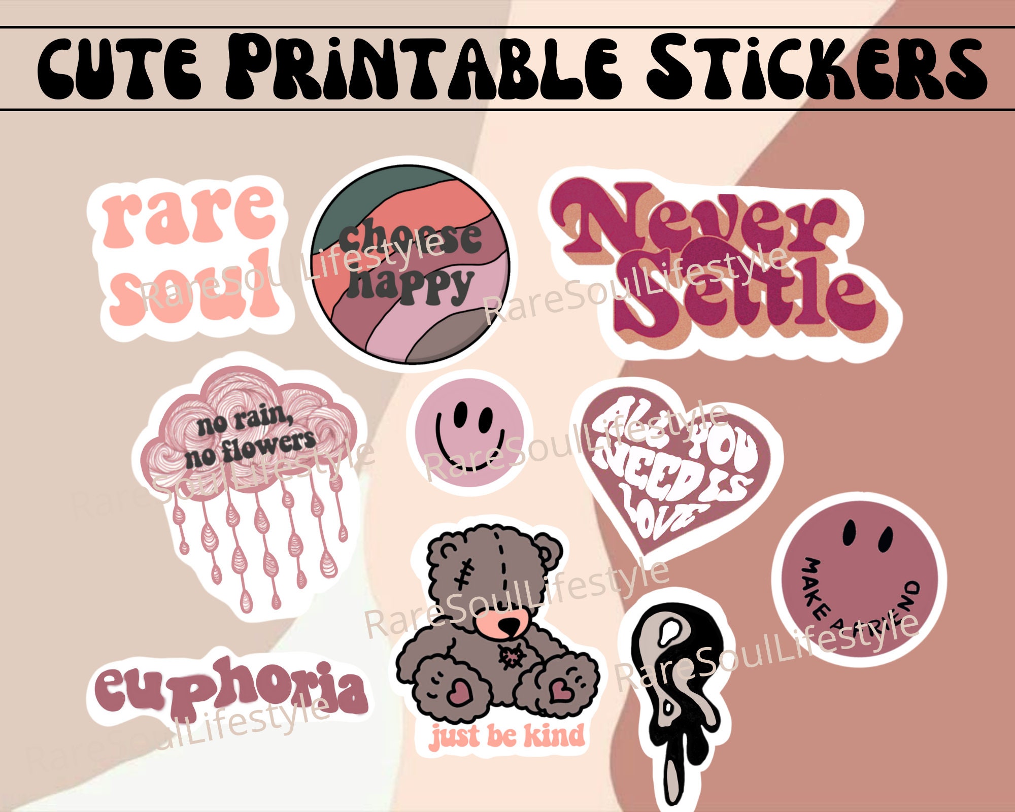 Cute Sticker Bundle Aesthetic Stickers Printable Stickers Never Settle Svg  Cute Teddy Stickers Stickers Svg Neutral Color Stickers -  Israel