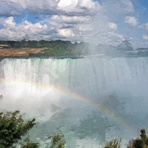 Rainbow Over Niagara Falls In Canada