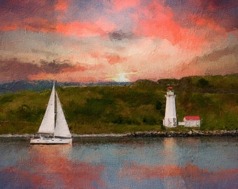 Sailing In Canada At Sunset On Canvas Or Metal