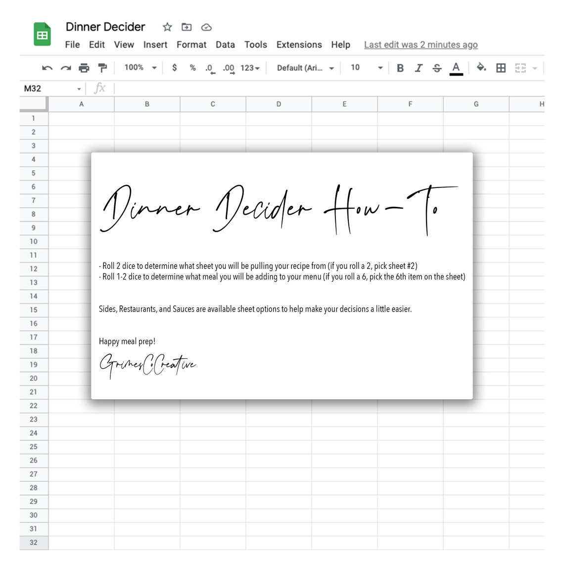 Dinner Decider Meal Planner | Printable, Editable, Instant Digital ...