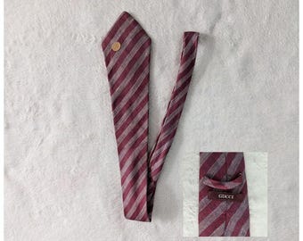 Gucci Vintage Burgundy & White Striped Tie