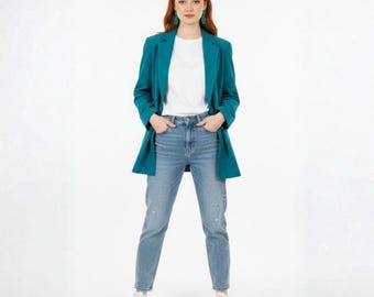 Lilli Ann Collections Vintage Teal Ultrasuede Blazer