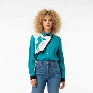 Chemise femme oversize à rayures lurex multicolores | Poésie folk