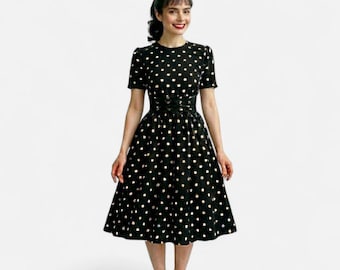 The Kollection Ltd. Vintage Black and White Polka Dot Dress Size 6