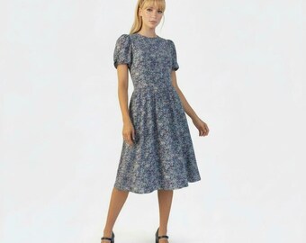 One Main Place by Lorch Vintage Blue Pink Floral Dress -Size 7/8