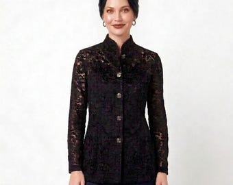 David Benjamin Vintage Sheer Black Lace Shell Free Blouse - Size 6