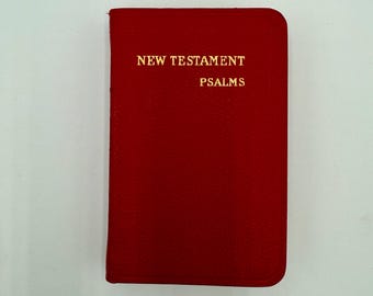 Rare Vintage 1940s Red Leather New Testament Psalms Pocket Bible