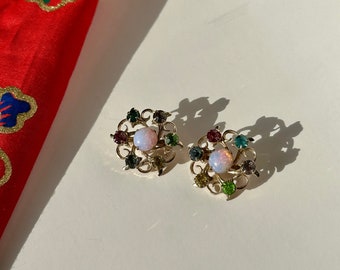 Broche Vintage En Métal Doré Avec Pierre - Occasion - Bijou Ancien