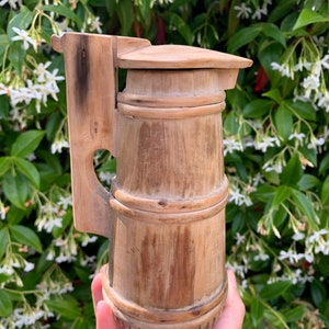 Vintage 1950’s Folk Art Hand Carved Decorative Wood Stein