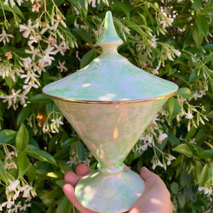 Antique Rare Royal Winton Grimwades Made in England Green Floral Candy Dish