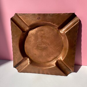 Vintage Rare Hammered Copper Pinup Square Ashtray