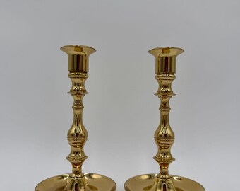 Vintage Baldwin USA Solid Brass Candlestick Holder Pair