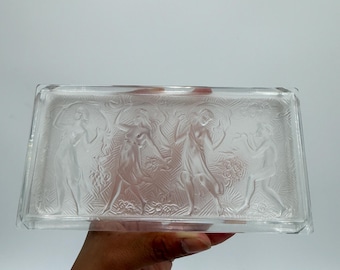 Vintage 1930's Czech Art Deco Heinrich Hoffmann Bohemian Crystal Dancing Women Rectangular Box