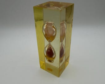 Vintage 1970's Italian Yellow Resin Mini Hourglass Sand Timer Decor