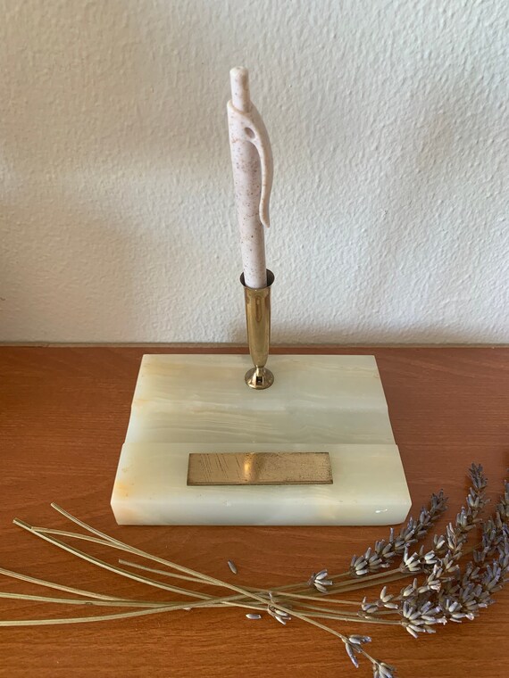 Vintage Gold Marble Pen Holder Etsy