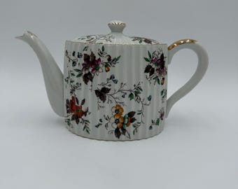 Vintage Autumn Glory Gold Floral Porcelain Teapot