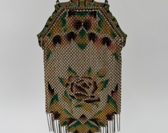 Rare Antique 1920's Mandalian Art Deco/Art Nouveau Floral Mesh Metal Link Purse