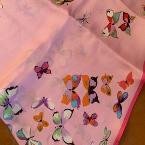 Vintage Echo Pink Butterfly Silk Hair Scarf image 5