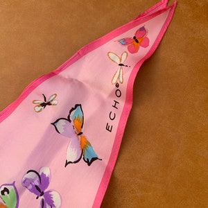 Vintage Echo Pink Butterfly Silk Hair Scarf image 3