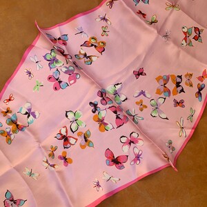 Vintage Echo Pink Butterfly Silk Hair Scarf image 1