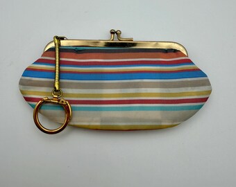 Vintage Colorful Stripe Bag Charm Coin Purse Keychain