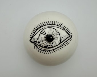 Vintage Mid Century Italian Piero Fornasetti Ceramic Eyeball Paperweight