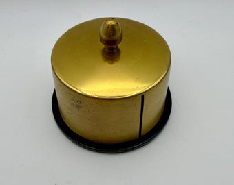Vintage Mid Century Brass Stamp Roll Holder Dispenser