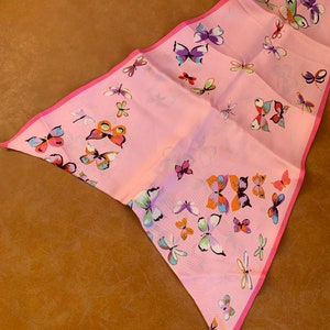 Vintage Echo Pink Butterfly Silk Hair Scarf image 4