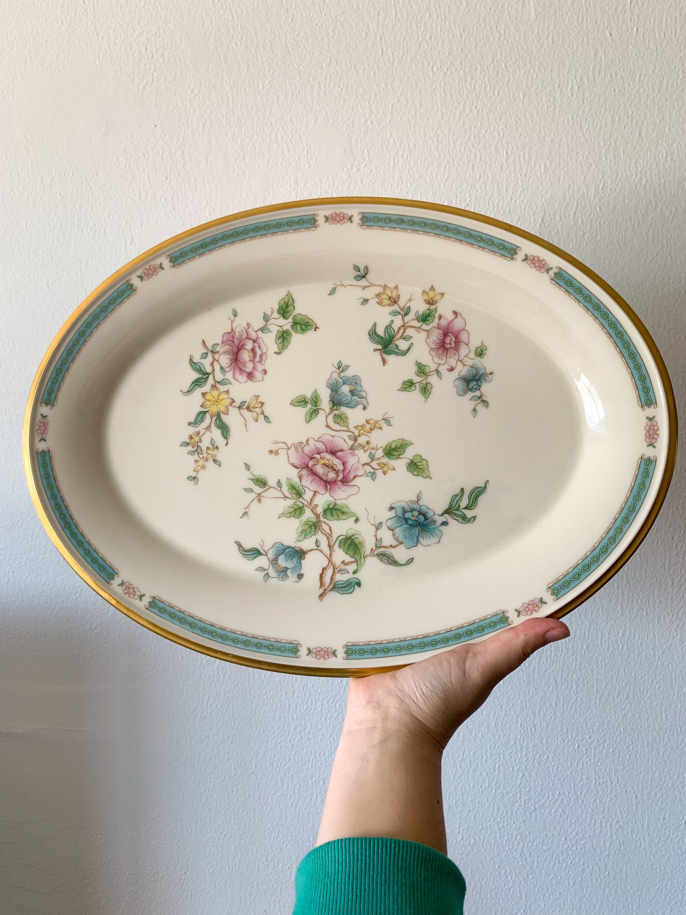 アメリカ製ヴィンテージ　LENOX　花文リムプレート USA【未使用】 Vintage Lenox Morning Blossom Serving Platter - Etsy