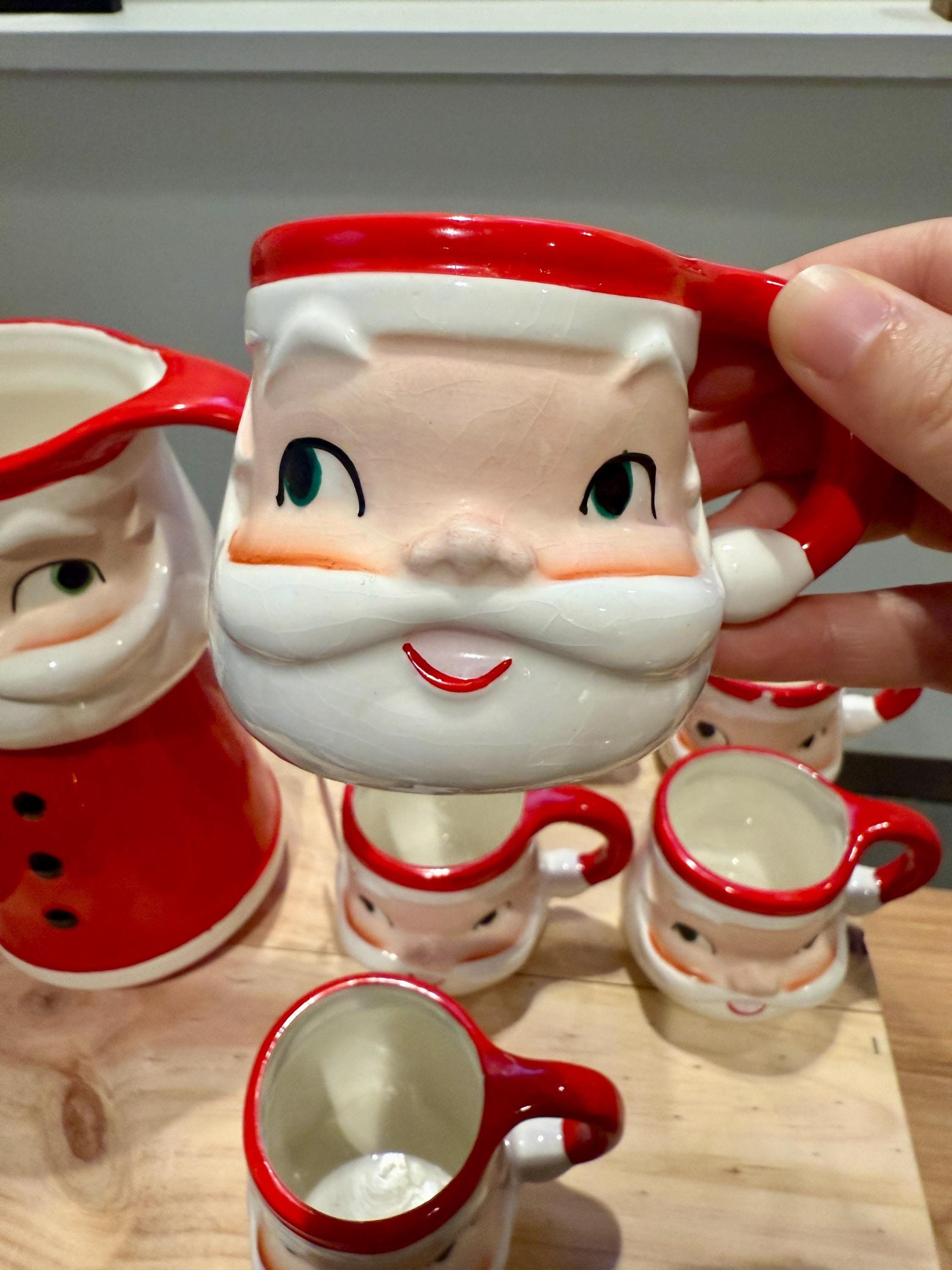 Extremely Rare 1950's Stylehouse Japan Ceramic Santa Mugs *sold