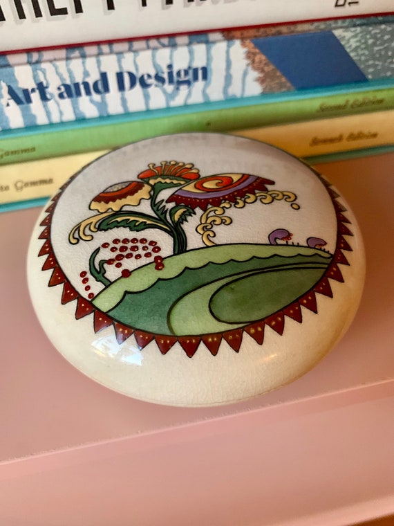 Vintage Rare 1930 Unique Colorful Poundstone Whimsical Trinket Box Made in Japan