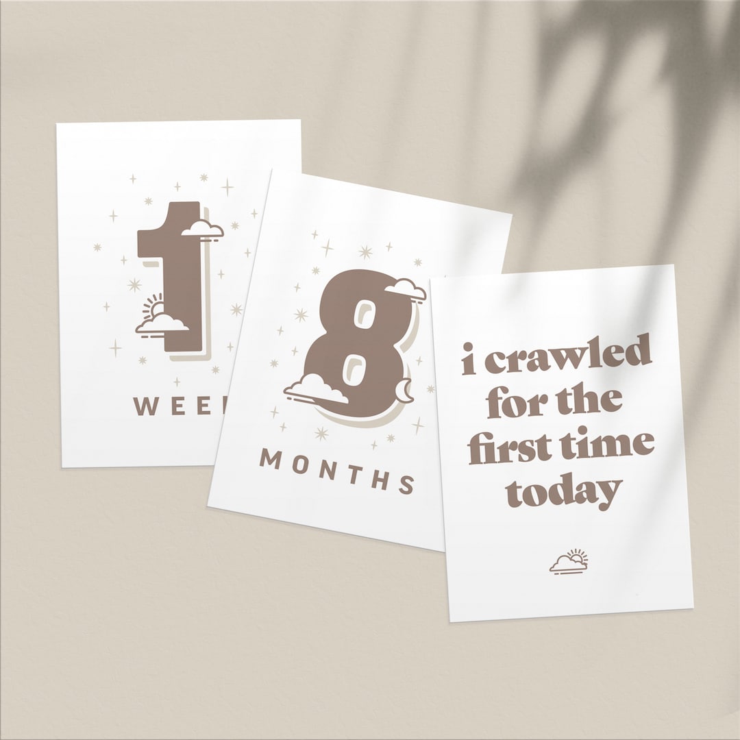 Minimalist Baby Milestone Cards - 33 Card Set - Printable Digital ...