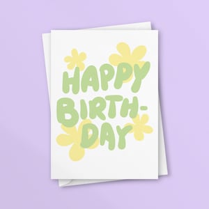Printable - Digital Download - Birthday Card - Happy Birthday Card - Flower Birthday Card - Instant Download