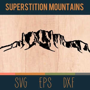Superstition Mountains SVG contour | Fichier numérique découpé | Superstition Wilderness Area, Arizona | Fichiers DXF et EPS inclus