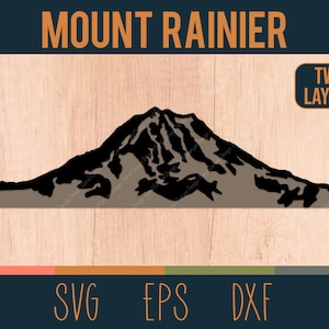 Layered Mount Rainier SVG Outline | Digital Cut File | Two Layers | Washington State Cascade Range | National Park | DXF and EPS Included