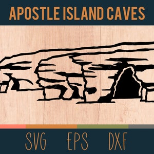 Contorno SVG di Popeye Island Caves / File di taglio digitale / Popeye Islands National Lakeshore, Wisconsin / File DXF ed EPS inclusi