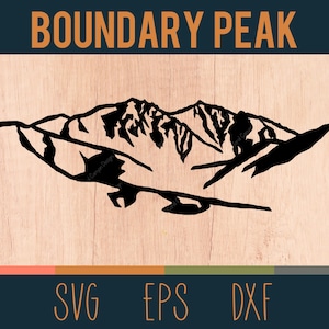 | de contour SVG du pic de frontière | de fichier de découpe numérique Chaîne des Montagnes Blanches du Nevada | Fichiers DXF et EPS inclus