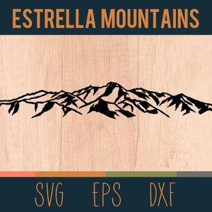 Estrella-gebergte SVG-overzicht | Digitaal snijbestand | Wildernis Sierra Estrella | Phoenix (Arizona) | DXF- en EPS-bestanden inbegrepen