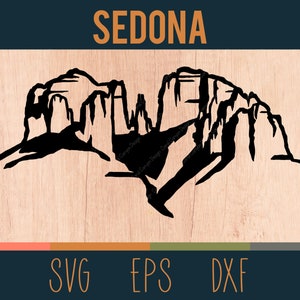 Contour des montagnes Sedona SVG | Fichier numérique découpé | Rocher de la cathédrale | Parc d'état de Red Rock, Arizona | Fichiers DXF et EPS inclus