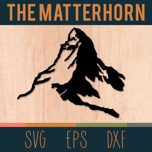 Das Matterhorn Berg SVG Gliederung | Digital Schnitt Datei | Alpen Schweiz und Italiens | DXF- und EPS-Dateien enthalten