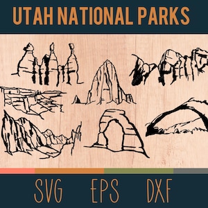 Utah National Parks SVG Bundle | Digital Cut Files | Arches, Bryce Canyon, Capitol Reef, Canyonlands, Zion | DXF & EPS Files Included
