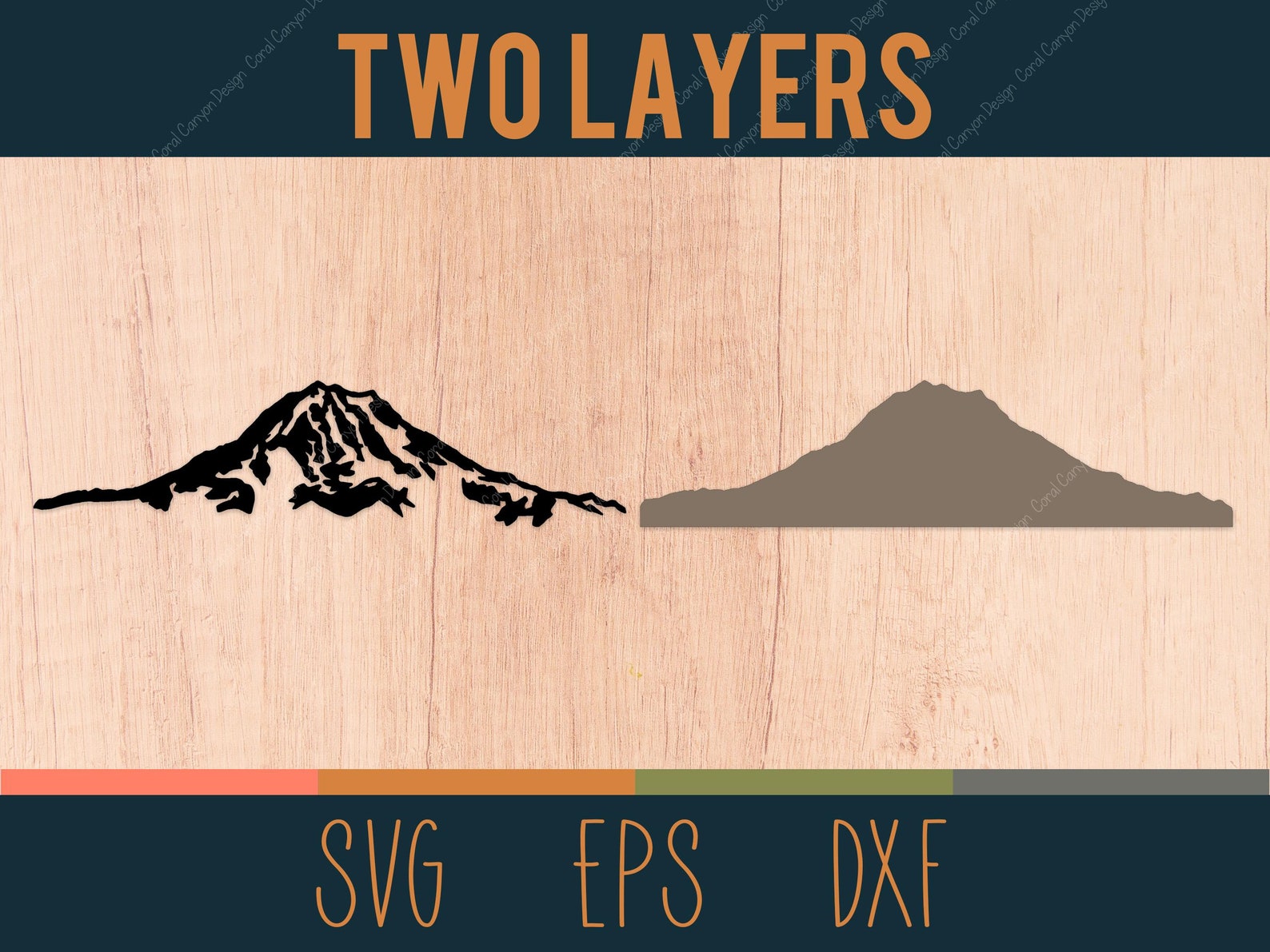 Layered Mount Rainier SVG Outline | Digital Cut File | Two Layers ...