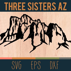 Three Sisters Mountain, Arizona SVG-overzicht | Digitaal snijbestand | Superstition Wilderness Area, Arizona | DXF- en EPS-bestanden inbegrepen
