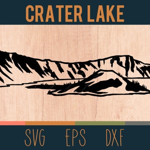Crater Lake Outline SVG File di taglio digitale / Wizard Island / Parco nazionale di Crater Lake / Oregon Cascade Range / File DXF ed EPS inclusi