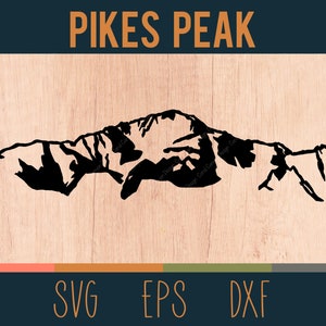 Pikes Peak SVG Gliederung | Digital Schnitt Datei | Rocky Mountains im US Bundesstaat Colorado | DXF- und EPS-Dateien enthalten