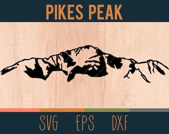 Pikes Peak SVG Outline | Digital Cut File | Rocky Mountains Range, Colorado | DXF and EPS Files Included